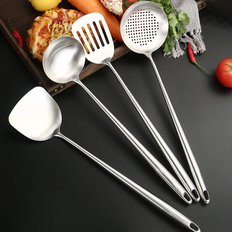 Home Cooking Utensil Set - Lebensmittelechter Edelstahl Wok-Spatel Metall-Küchenutensilien Geschlitzter Pfannenwender