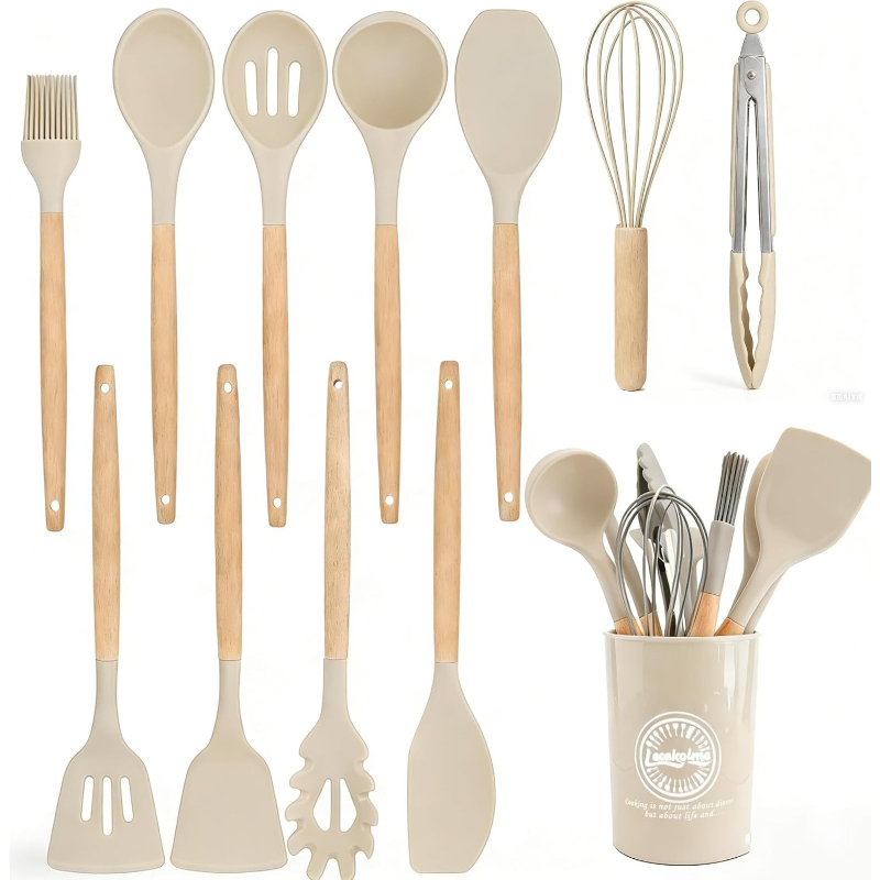 Holzgriff Silikon Küchenutensi – Home Cooking Utensil Set Bewertung und Preis
