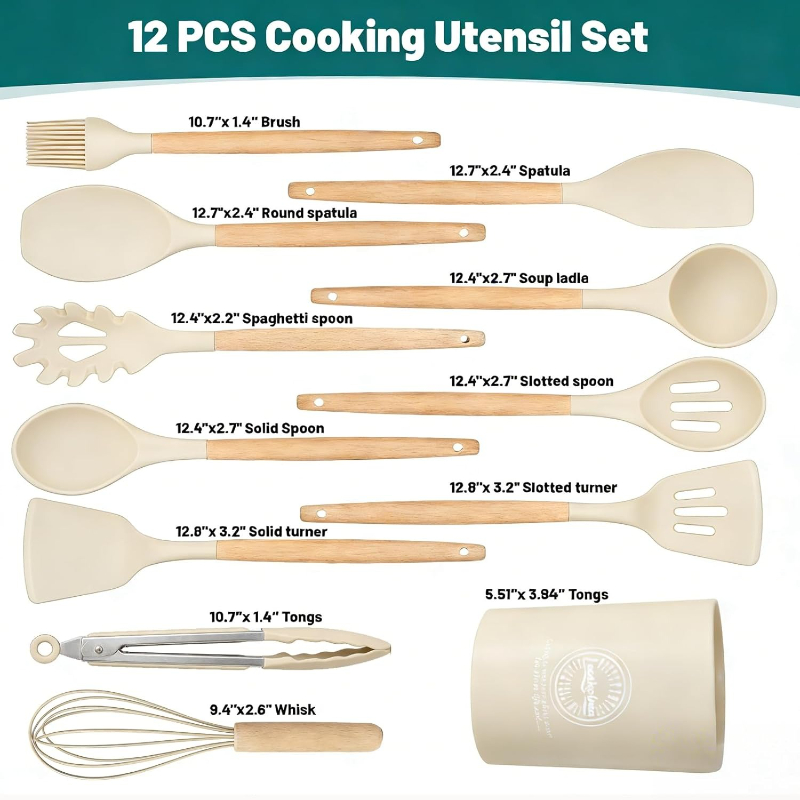 Holzgriff Silikon Küchenutensi – Home Cooking Utensil Set Bewertung und Preis